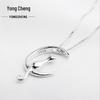 Moon Cat Sterling Silver Clavicle Necklace for Women – Simple, Cute, Versatile Accessory