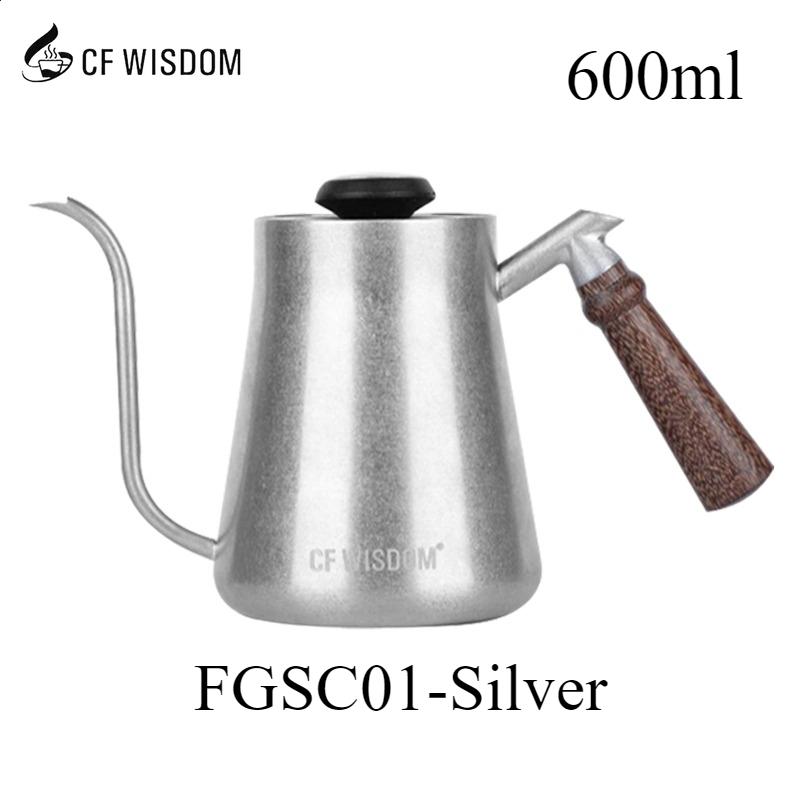

CF WISDOM Чайник из нержавеющей стали для чая и кофе, серебристый, с гусиным носом, чайник для ручного заваривания кофе, идеальный выбор для дома, офиса, кемпинга на открытом воздухе серебряный