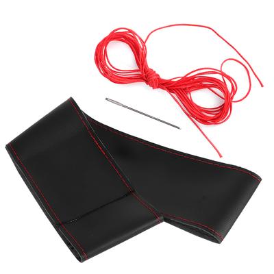 Pokrowiec na kierownicę ze skóry mikrofibry Uniwersalny DIY Szycie Akcesorium do wnętrza samochodu 38cm15inCzarny