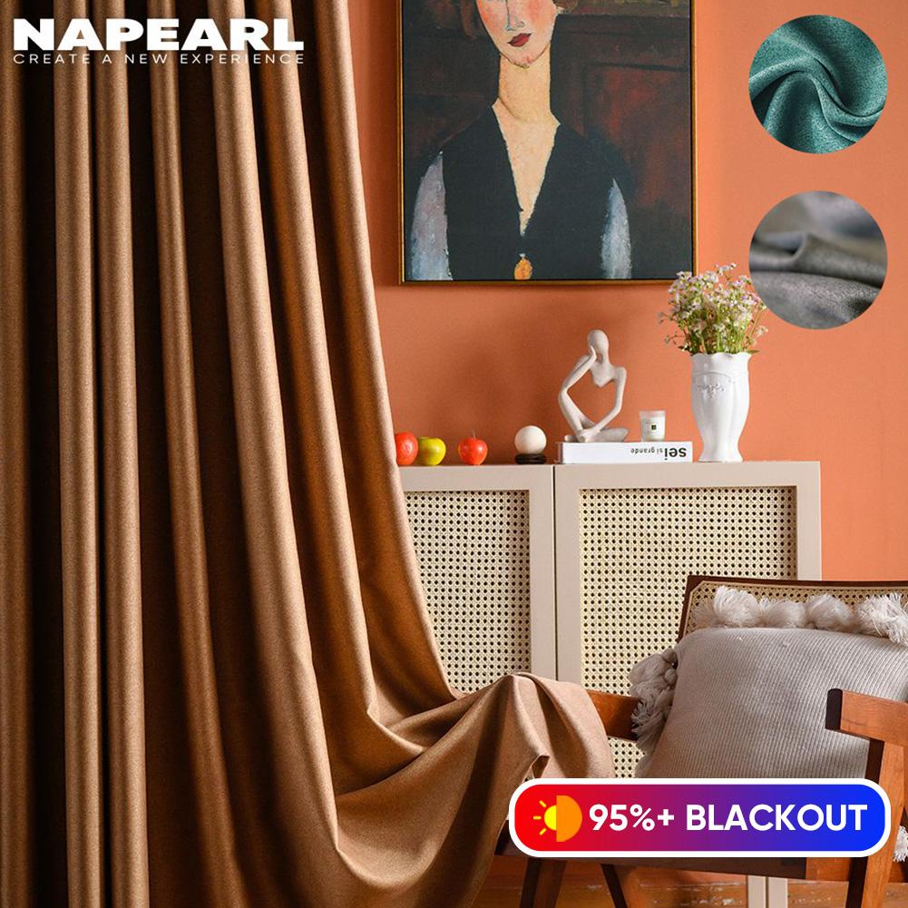 

1 шт. NAPEARL 95 +% затемняющая роскошная оконная занавеска, однотонная роскошная занавеска для гостиной для спальни или балкона