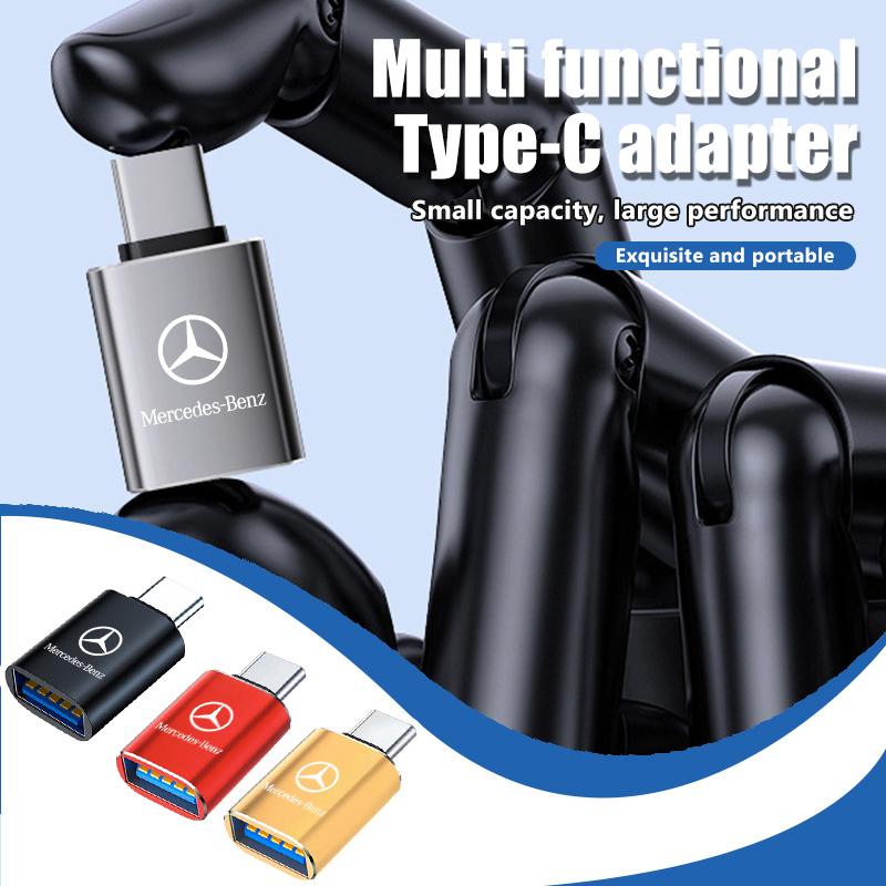 For Benz Car Emblem Charger Adapter C-type To USB Interface Charging Head Accessories AMG Exclusive A C E R V Class CLA CLS C180 RI8