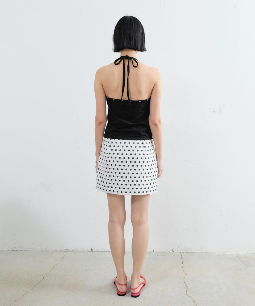 Sillot Front Pocket Dot Mini Skirt (White)