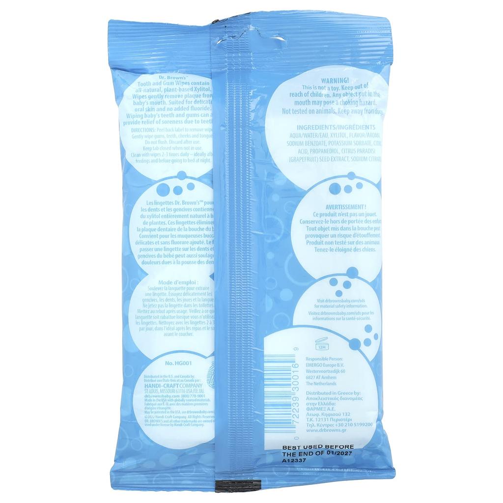 Dr. Brown'S, Tooth & Gum Tissues, Grape, 30 Sheets