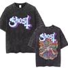 Ghost Band Washed Vintage Skeleton Rock Short Sleeved Round Neck Y2k Tshirt Men Clothing In Top Tees Mens T-Shirt