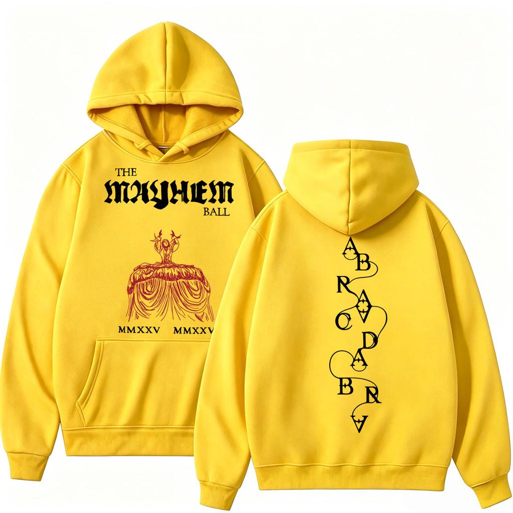 Lady Gaga The MAYHEM Ball Red Dress Print Hoodie Trend Pop Music Vintage Long Sleeve Loose Fleece Casual Men Women Pullover Male