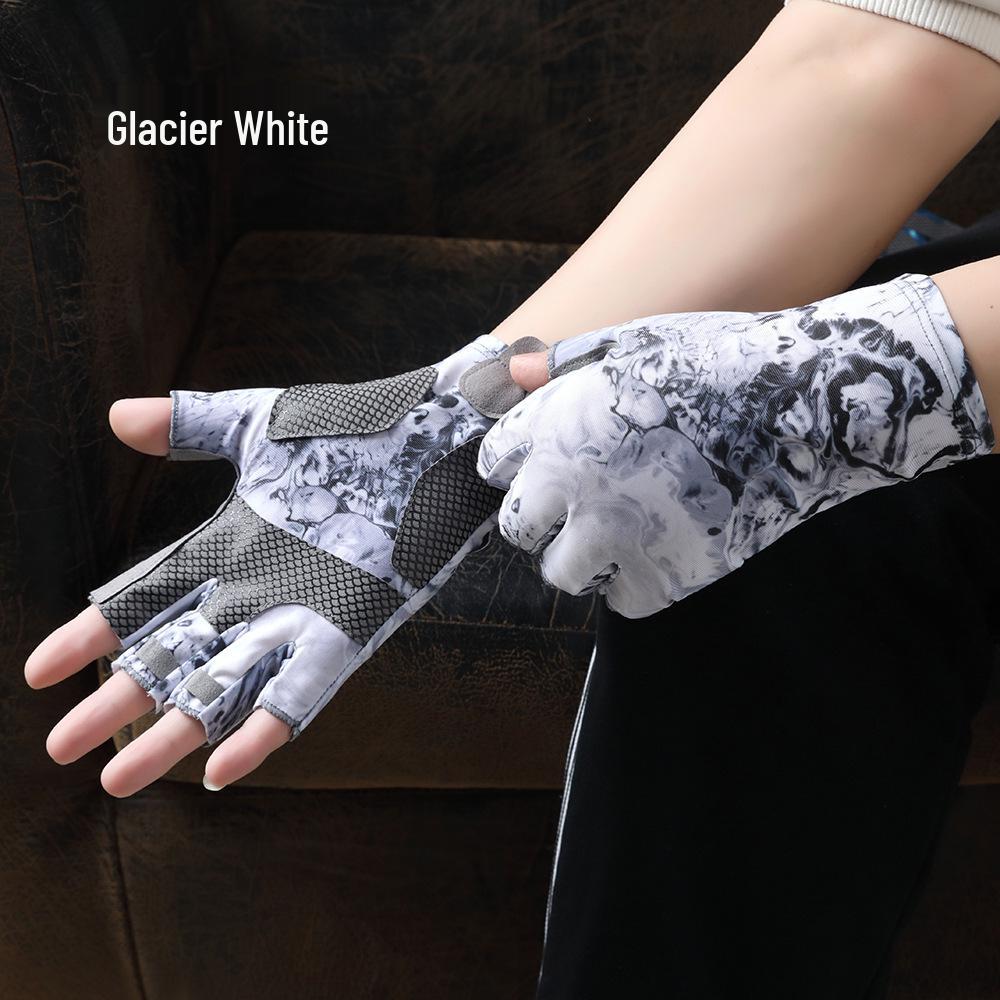 Men's Summer Breathable Ice Silk Fishing Gloves - Half Finger, Sun Protection, for Driving & Riding