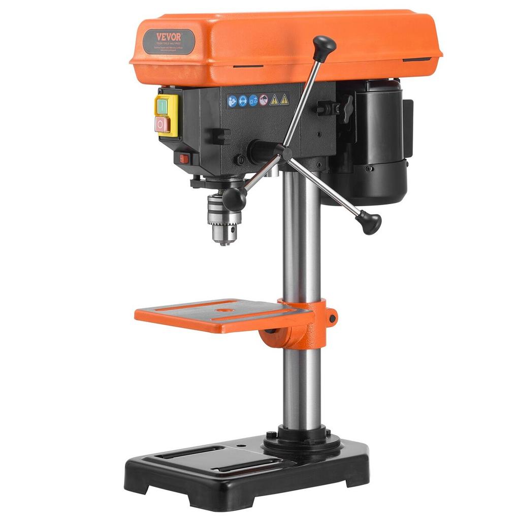 203.2mm Benchtop Drill Press, 500W Induction Motor, Tabletop Drilling Machine with 500 / 890 / 1400 / 1900 / 2500 RPM Adjustable Speed, 0-45° Tilting