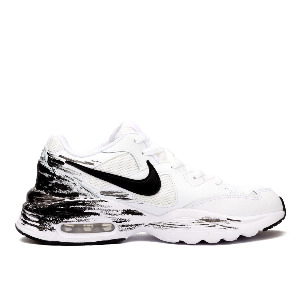 Nike Air Max Fusion Cushioning, Wear Resistant Casual City Commuting Low Top Running Shoes Men's Black White CJ1670-102(Team900--SBOX)