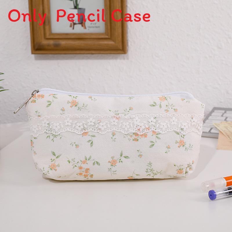 Süßes florales Federmäppchen im koreanischen Stil aus Canvas-Material, tragbar, große Kapazität für Schüler
