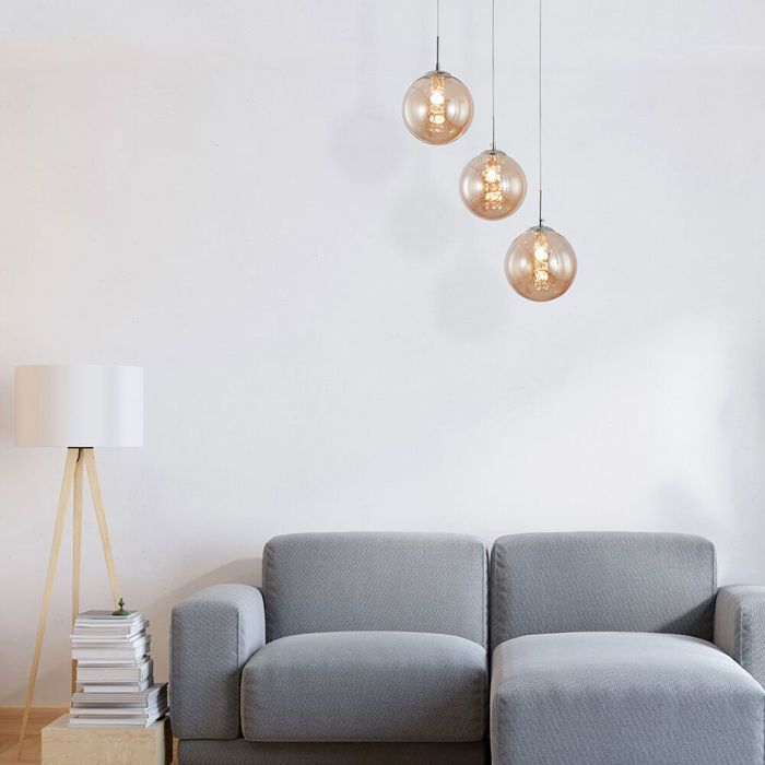 Suspension décorative 3xG9 10W – Design en métal Ambre