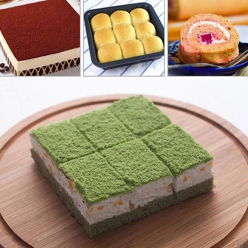 2 Sizes Square Cake Pan 9.5x7 8x8 Inch Carbon Steel Mini Baking Pans Premium Non-Stick Bakeware Set Kitchen Tools