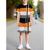 Boys Clothes Simple Striped 3D Printed Short Sleeve T-Shirt Sets Loose Casual Summer Outdoor Quick Drying Children's Clothing