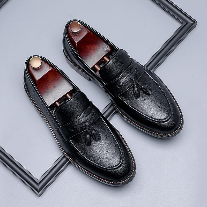 Business Leather Shoes Men'S Foot Loafers Tassel Heightening Casual Men'S Shoes One Pedal Loafers 24302-B