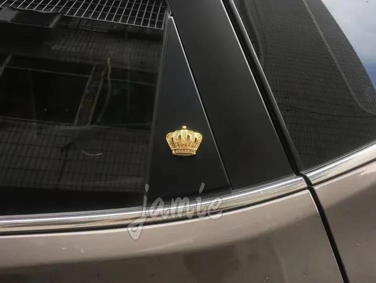 1 Stück Gold Silber Mode 3D Diamant Kristall Krone Autoaufkleber Metall Seitenemblem Badge Autokarosserie Dekoration Styling Zubehör