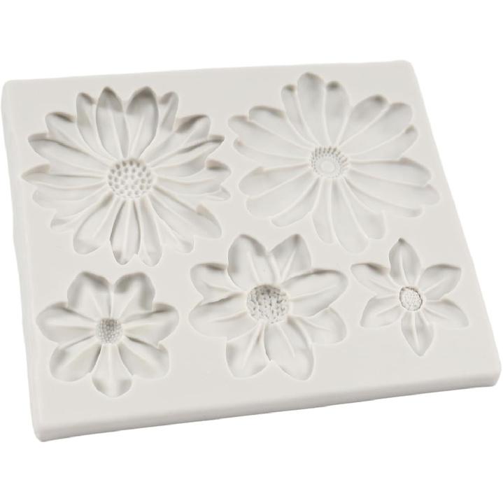 Flower Blossoms Silicone Mold Daisy Chrysanthemum Flower Fondant Mold for Cake Decoration Chocolate Cupcake Topper Candy Sugar Craft Polymer Clay Gum