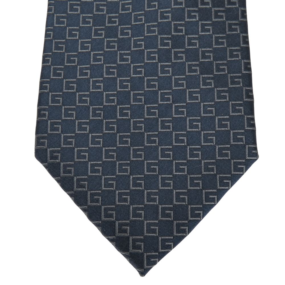 Used GUCCI tie silk Navy Overall handle