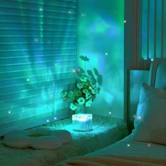 Aurora Wave Projector with Remote & App Control 16 Color Changing LED Night Light 360 Degrees Room Ambiance Lighting