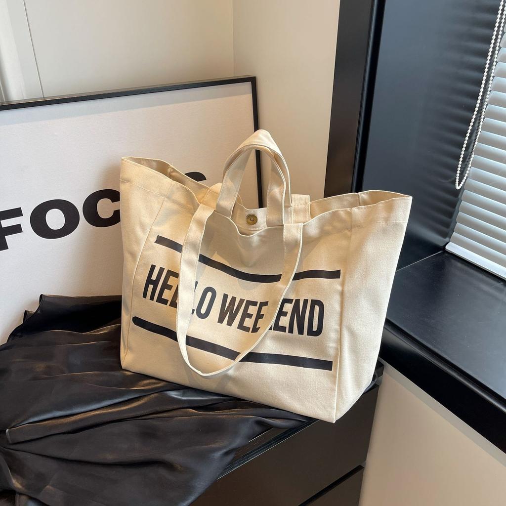 Bolsa tote de lona versão coreana da moda bolsa de ombro simples para estudante bolsa de compras feminina