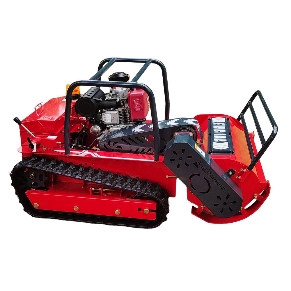 All-Terrain Wireless Remote Control Lawn Mower for Steep Slopes - Tracked Grass Shredder and Weeder