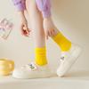 Women's Versatile Ribbed Slouch Socks - Japanese Style, Solid Color, Polyester Cotton Blend, Vertical Striped, Long Length