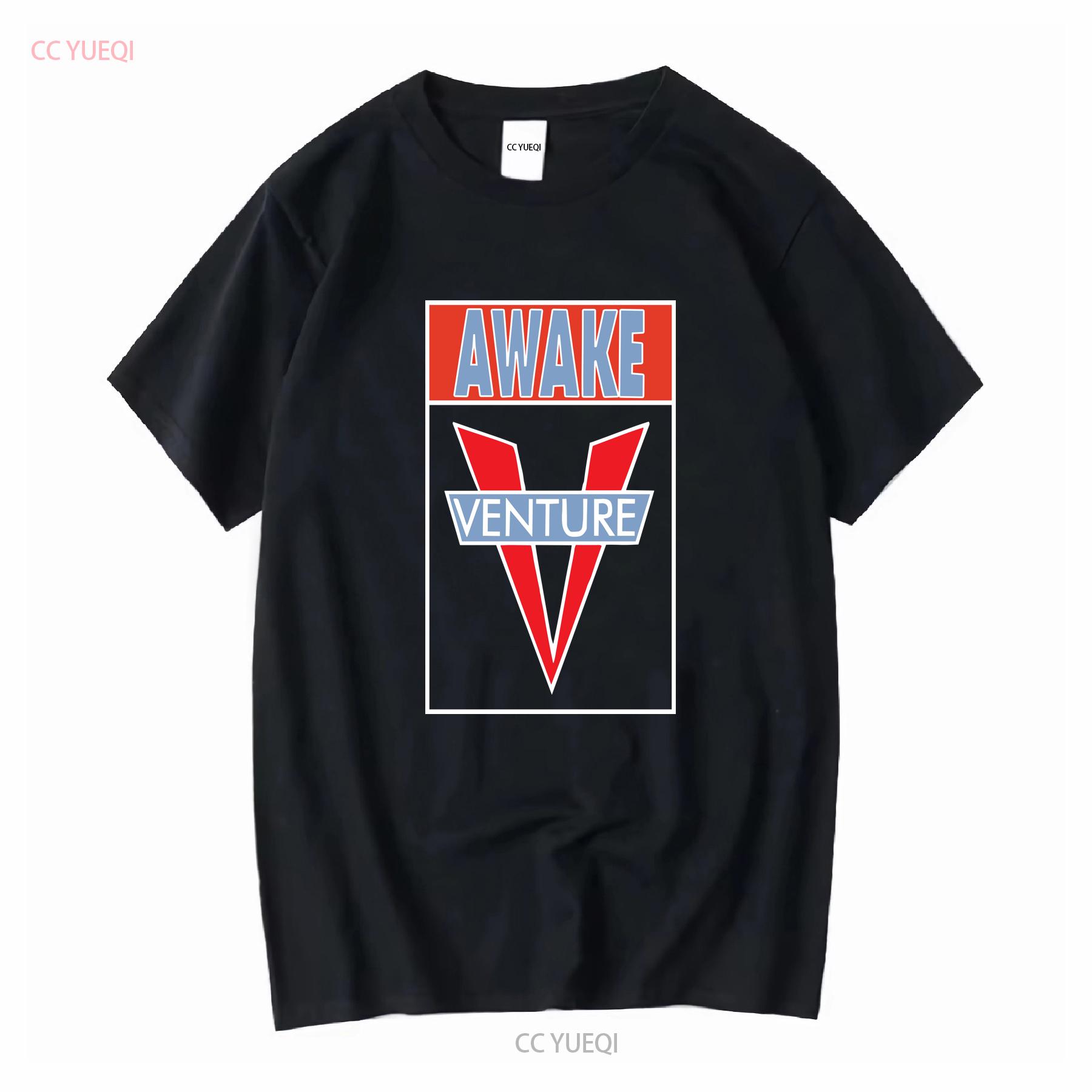

Mens Venture Awake Black T Shirt long or short sleeves vintage Washed Comfortable fashion Casual Stretched streetwear Slightly 4XL