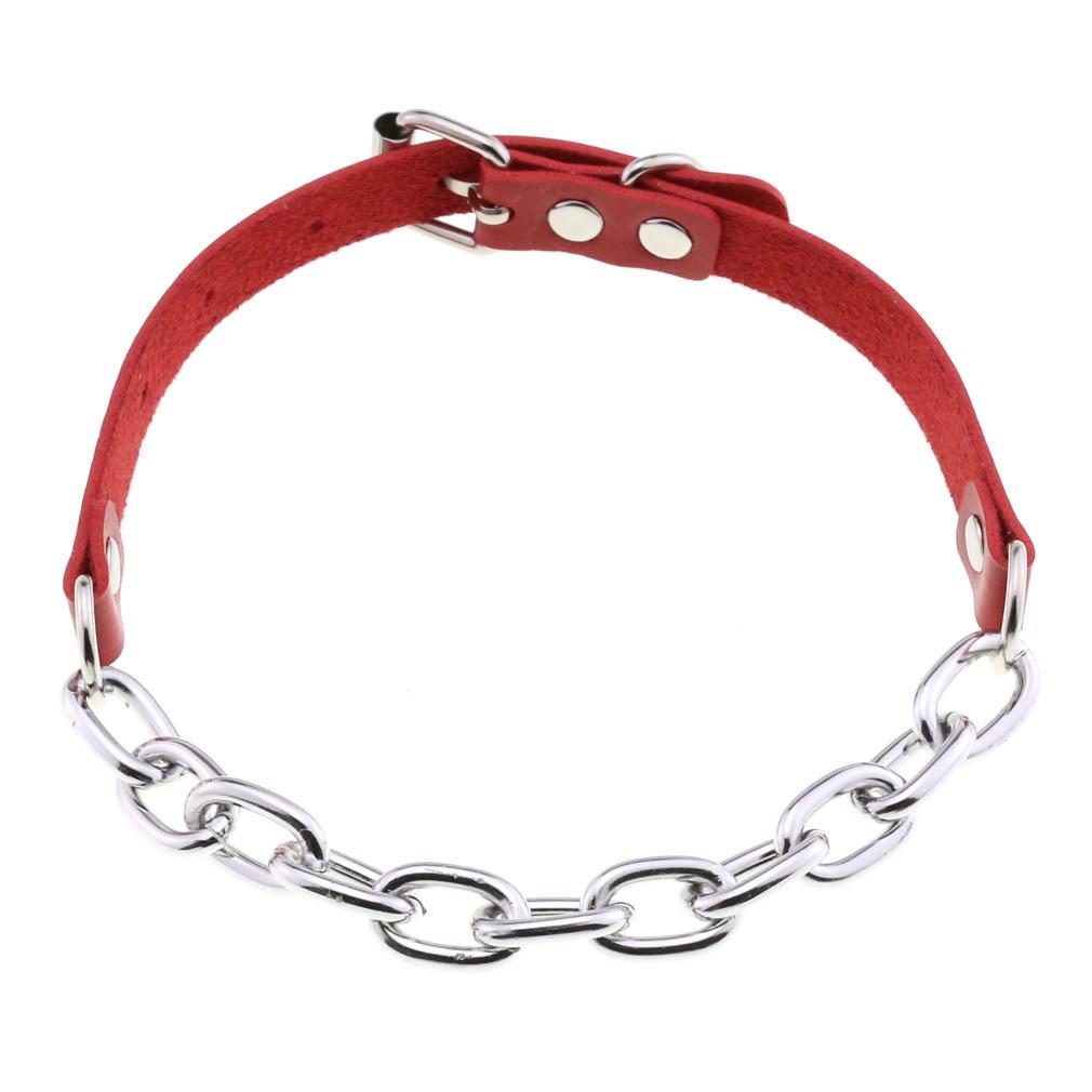 Punk Rock Chain Leather  Choker Women Metal Chocker Buckle Collar Necklace Girls Festival Goth Accessories