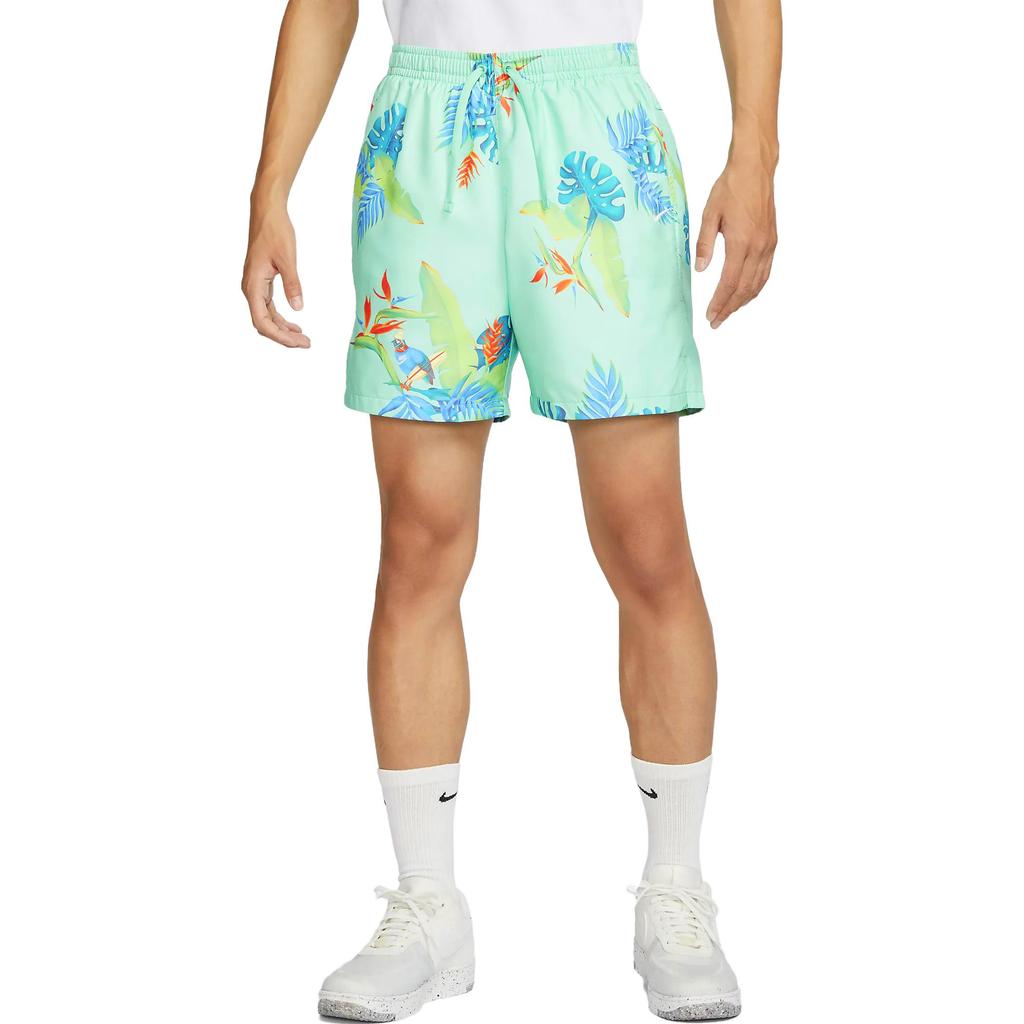 Nike Plant Print Drawstring Mid-Waist Casual Shorts Men Bottoms Emerald-Green FQ0350-349