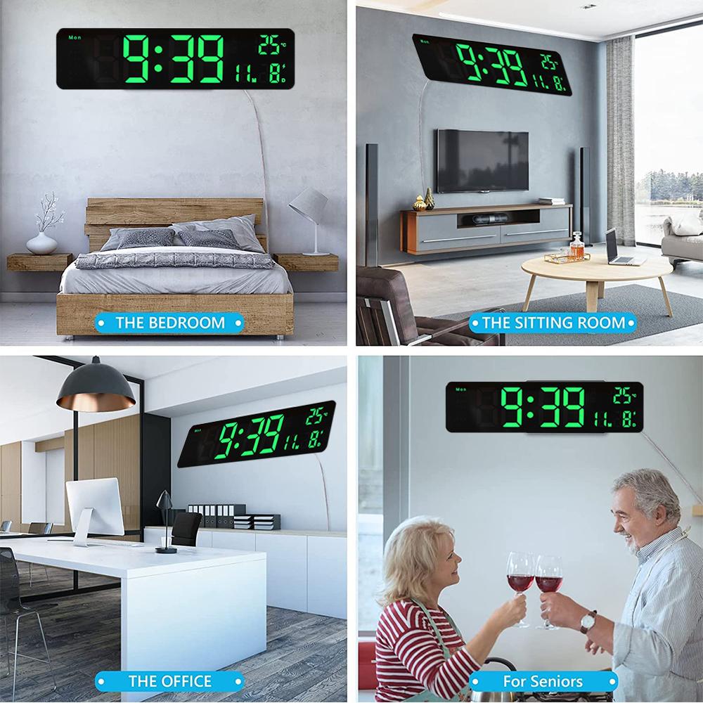 10" LED Digital Wall Clock with Date Display Temperature Alarm Clock