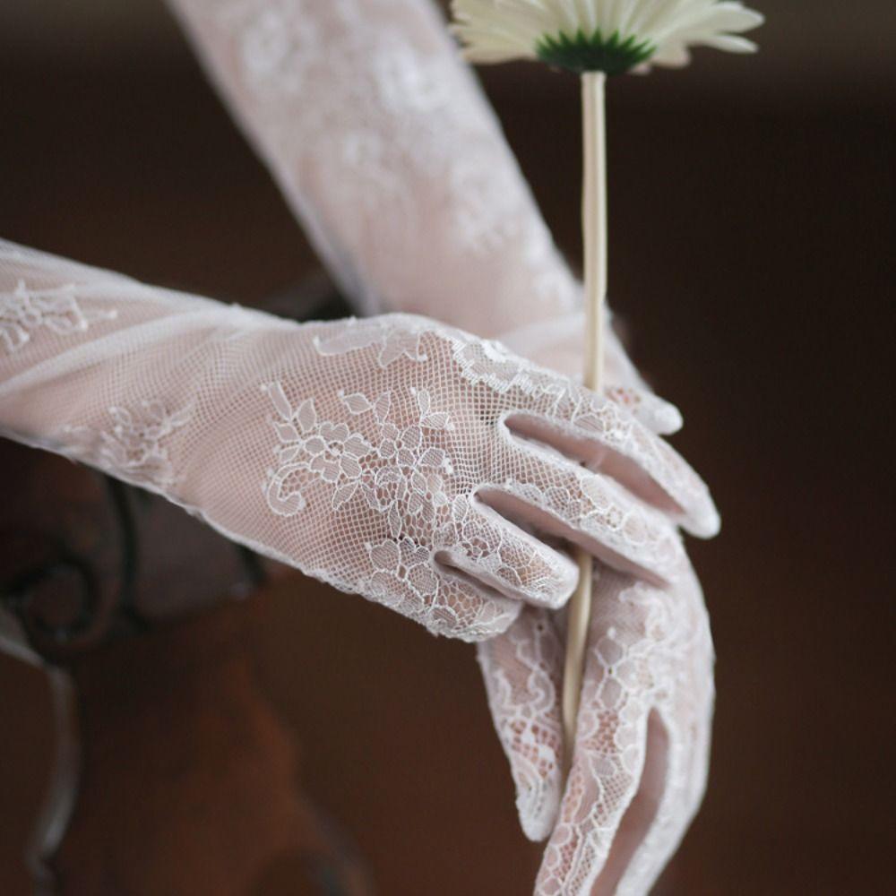 Gloves Cosplay Banquet Dinner Dress Mesh Lace Long Gloves Wedding Mittens Party Bridal Mesh Gloves