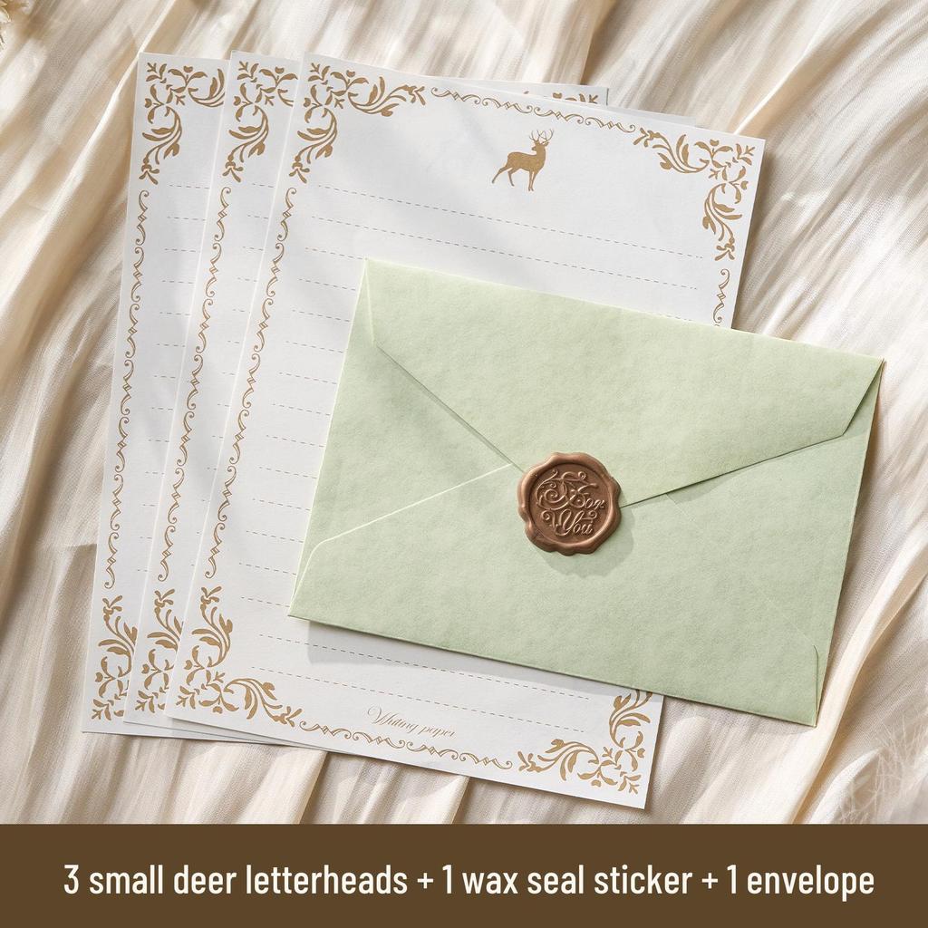 Romantic Retro Nostalgic Sheepskin Texture Stationery Set with Wax Seal Stamp for Artistic Love Letters and Invitations