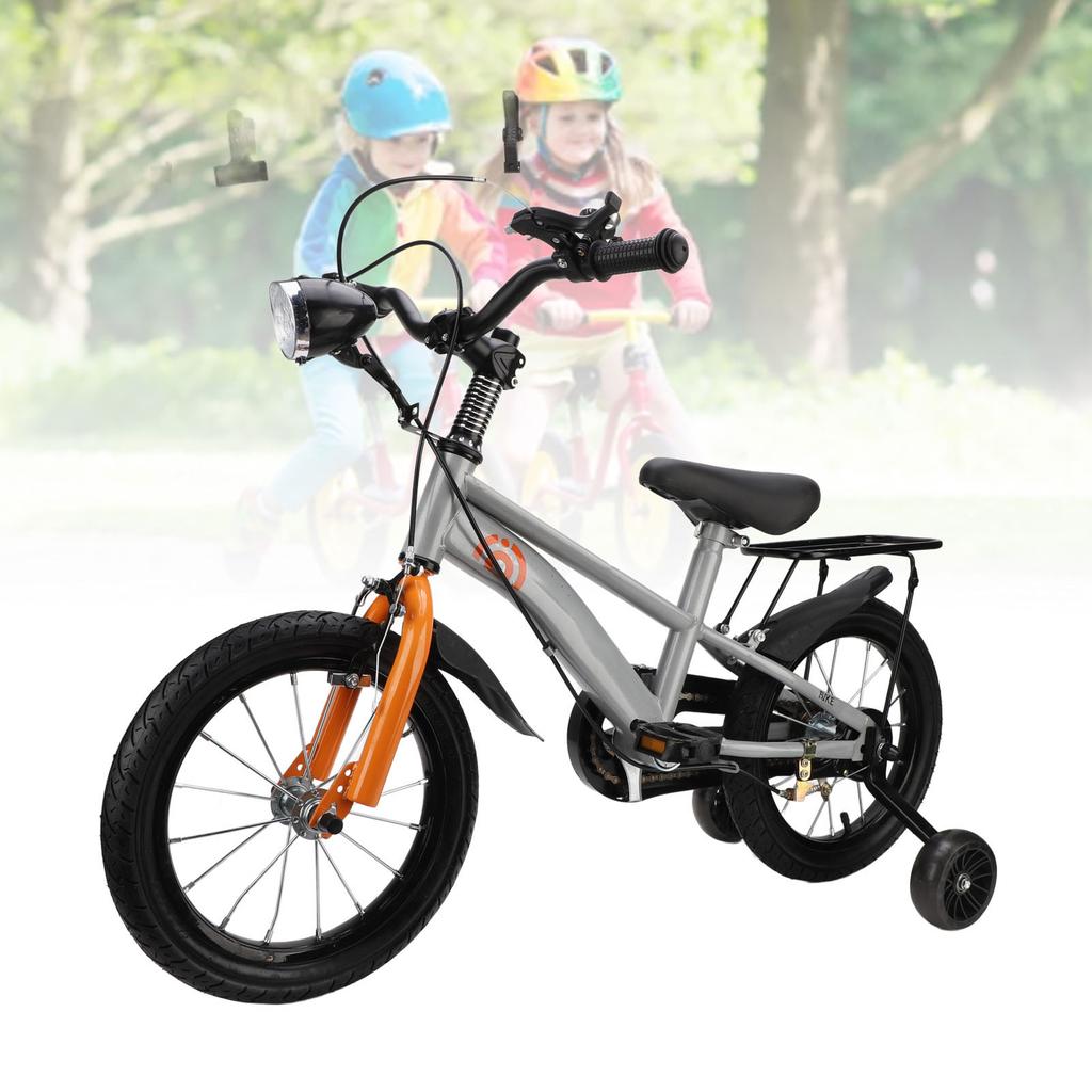 Bicicletă pentru copii mici, 14 inchi, din oțel carbon, ghidon anti-alunecare, șa reglabilă, bicicletă pentru copii cu roată de antrenament
