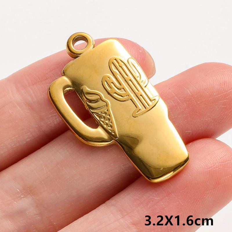 6pcs Tools Pendant Sword Gun Axe Real Gold Plated Stainless Steel Charms For Jewelry Making Necklace Keychain Handmade Material