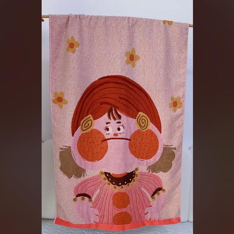 Extra Large Cotton Gauze Cartoon Bath Towel - Soft, Quick-Drying for Adults & Kids