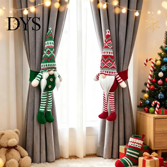 Plush Curtain Holders Christmas Gnome Buckle, Scandinavian Santa Doll Tiebacks, Window Decorations Faceless Dwarf Holdback Fastener for Holiday