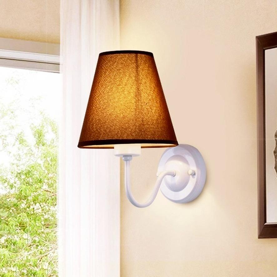 PwwQmm E27 new Retro wall lamp four colors lampshade fabric bedside lamp for bedroom living room decoration lamp