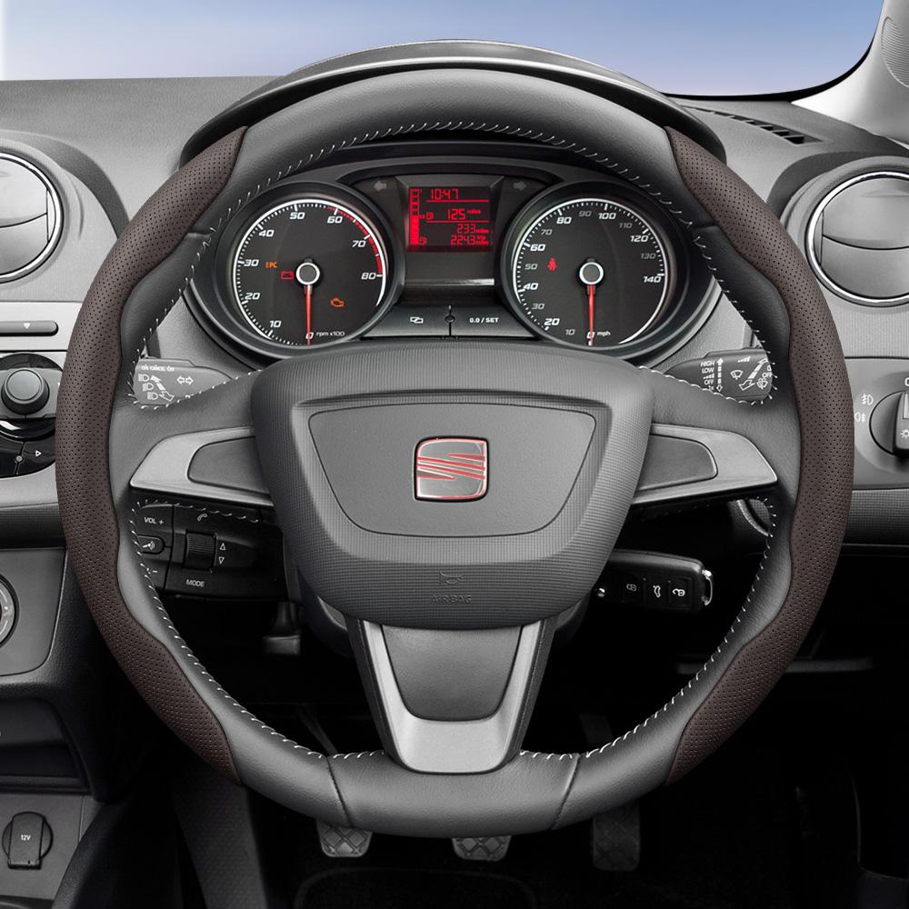 rlcp4 Suitable for Seat Breathable Leather Steering Wheel Cover with Segmented Quick-Release Design, Non-Slip and Durable, for Models Such as Ibiza,