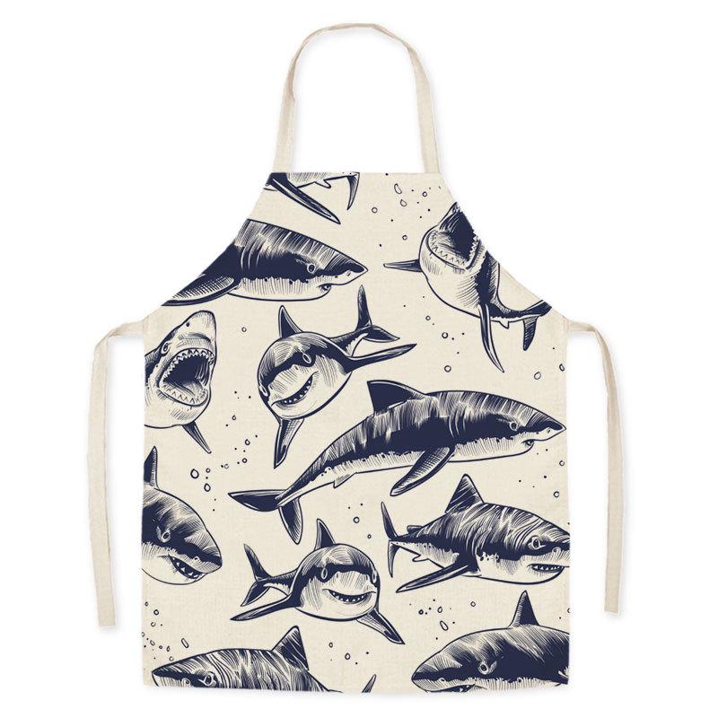 Marine-Themed Stain-Resistant Parent-Child Sleeveless Apron