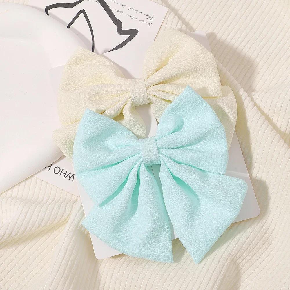 2pcs/set 4.5" Cheer Bows Hair Clip for Kids Lovely Grosgrain Ribbon Hairgripes Girls Delicate Bowknot Hair Pins Headwear Set