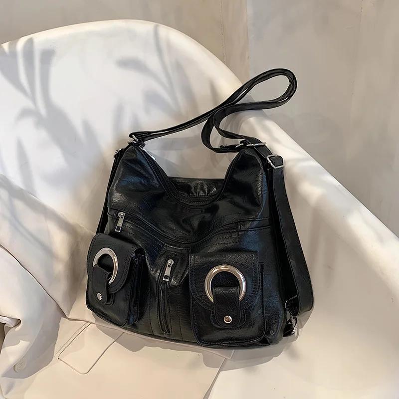 

Women Bag Soft PU Leather School Bag Casual Multifunctional College Tote Large Capacity Shoulder Bags Travel Tote Messenger Pack 35cm14cm33cm