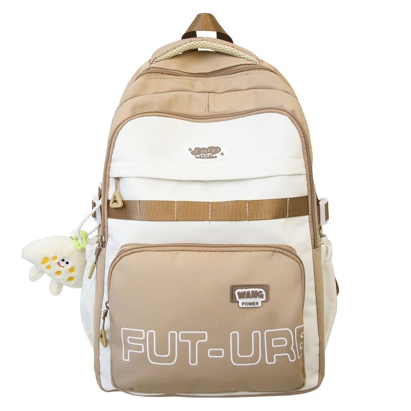 

Cute college style contrasting colors large-capacity letter printing student schoolbag junior high school high school student travel backpack . хаки