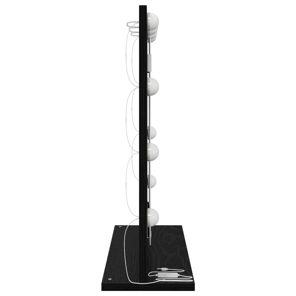 Black Washbasin Mirror with Oak Effect 60 x 55 x 18 cm