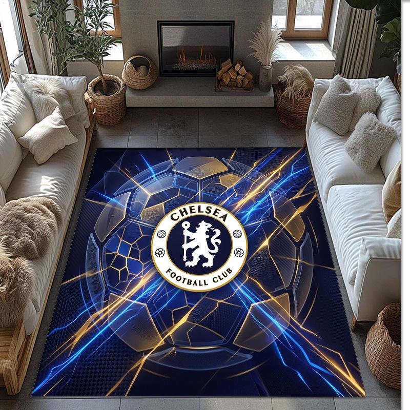Chelsea FC bedruckter Flanell-Teppich rutschfest weicher Polyester-Bodenbelag Indoor Dekorationsmatte für Schlafzimmer Wohnzimmer Sofa Spielzimmer Heimdekoration