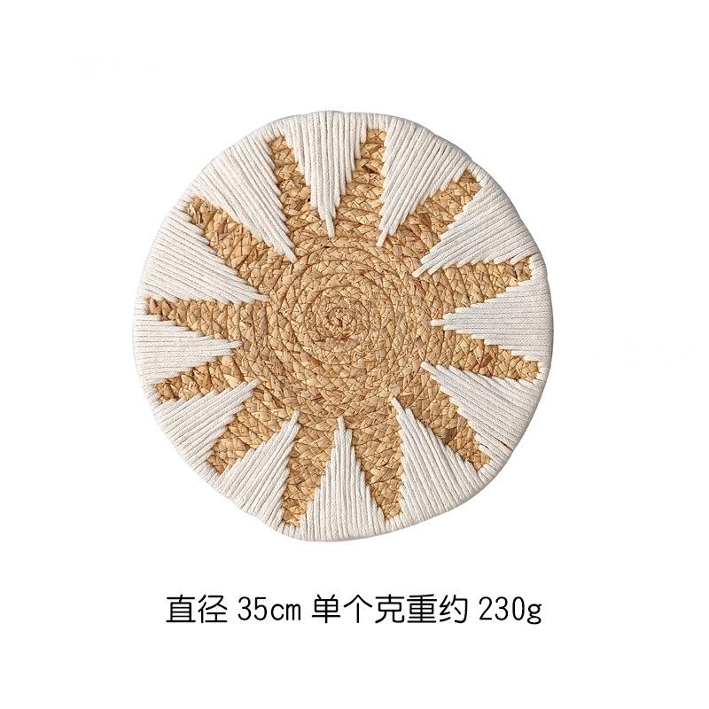 Bohemian Round Wall Hanging, Woven Rattan Macrame Wall Decor for Bedroom Living Room Dining Room Home Decor