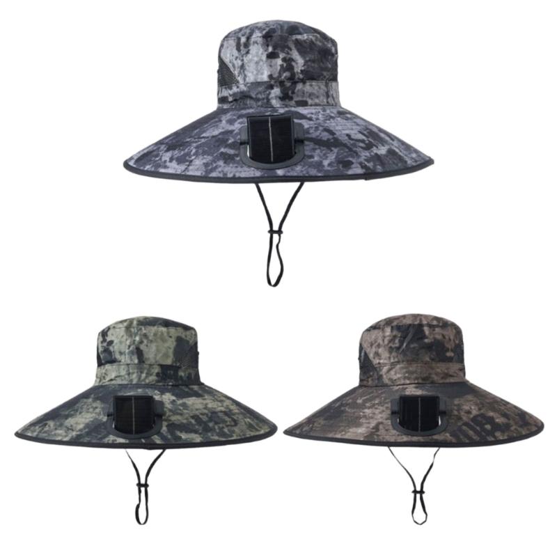 Solar Powered USB Charging Fan Hat With 3 Adjustable Speeds For Outdoor Use Such As Hiking And Fishing