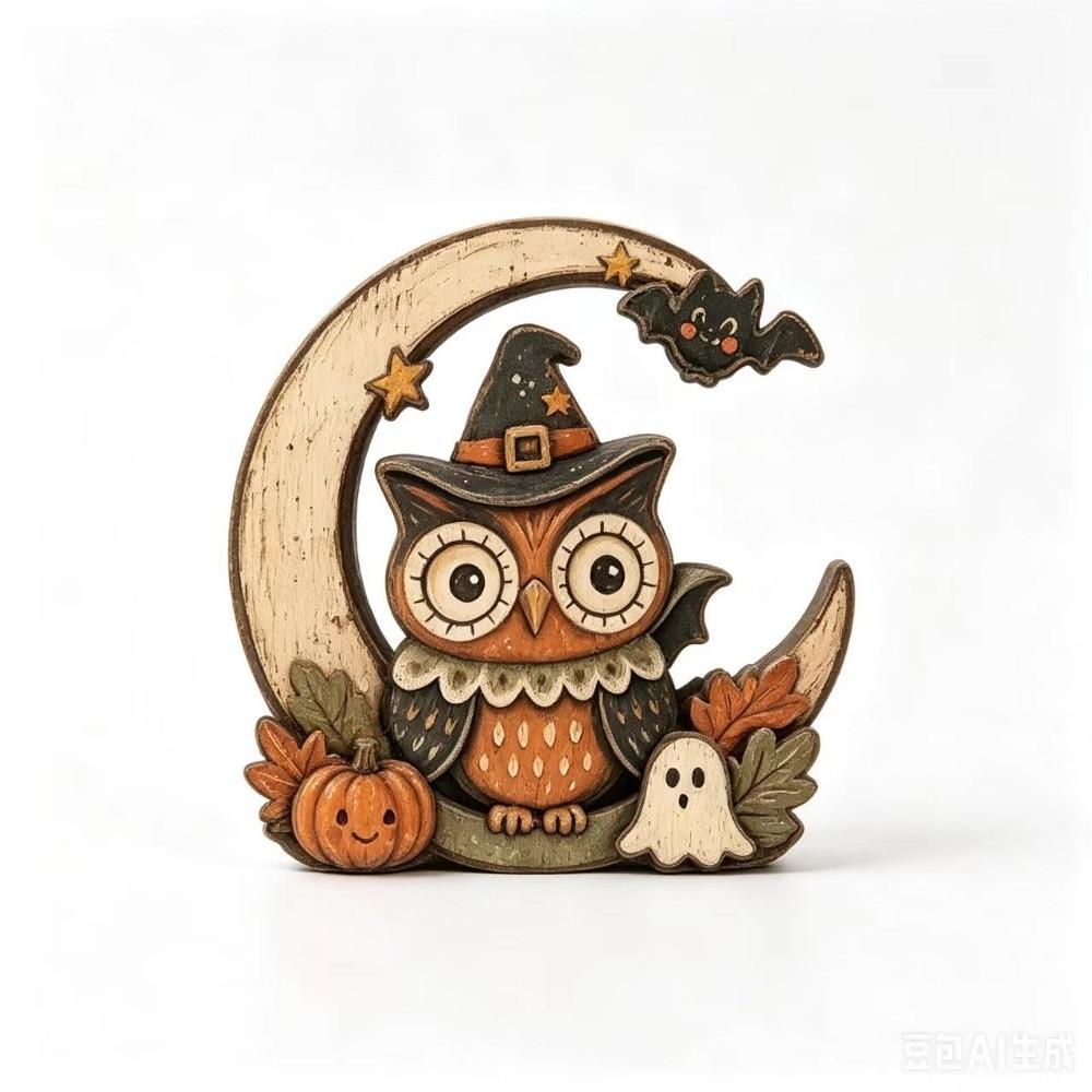 10cm Halloween Wooden Decoration Vintage Halloween Tiered Tray Decor  Home Decoration