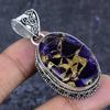 Natural Copper Amethyst Gemstone 925 Sterling Silver Jewelry Pendant 2.09" ETC-13858