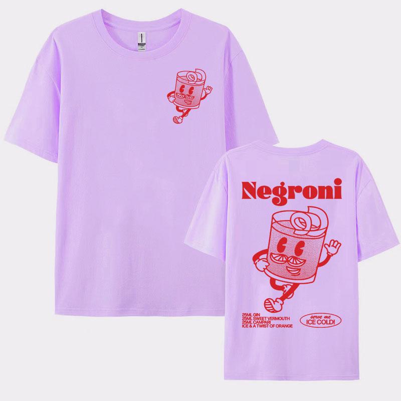 Negroni Cocktail Drink Funny Meme Graphic Tee Shirt Men Womens Harajuku Cartoon Aesthetic Tshirt Oversized 100 Cotton T Shirt