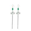 Chinese-Style Hollow Fan Bamboo Jade Earrings with Tassels
