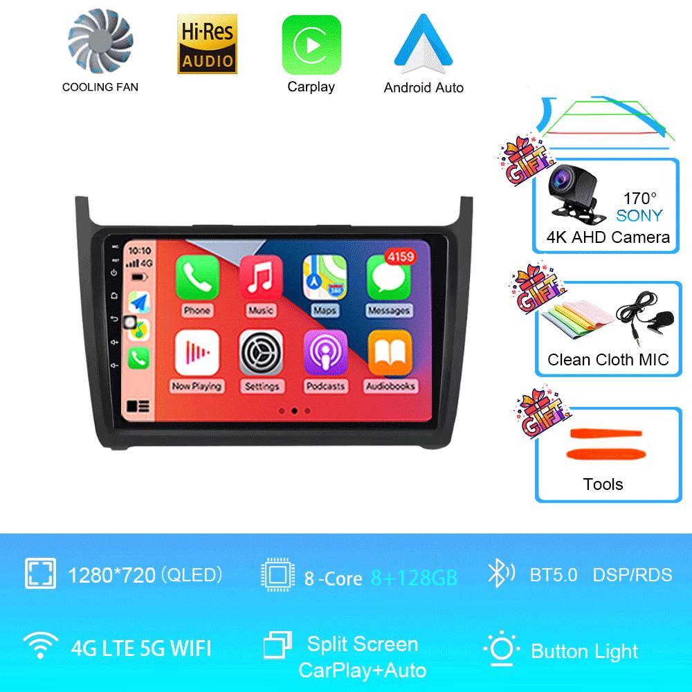 Car Radio 2Din Android 14 Stereo For Volkswagen VW Polo Sedan 2008 -2015 GPS Navigation Multimedia Mirror L-ink BT WIFI QLED DSP