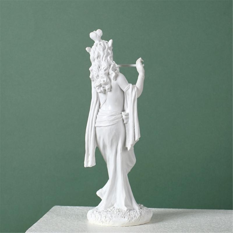 Standing Hindu God Krishna Resins White Marbled Finish Sculpture Figurine Ornament for Home Office Desktop Decoration X3UC
